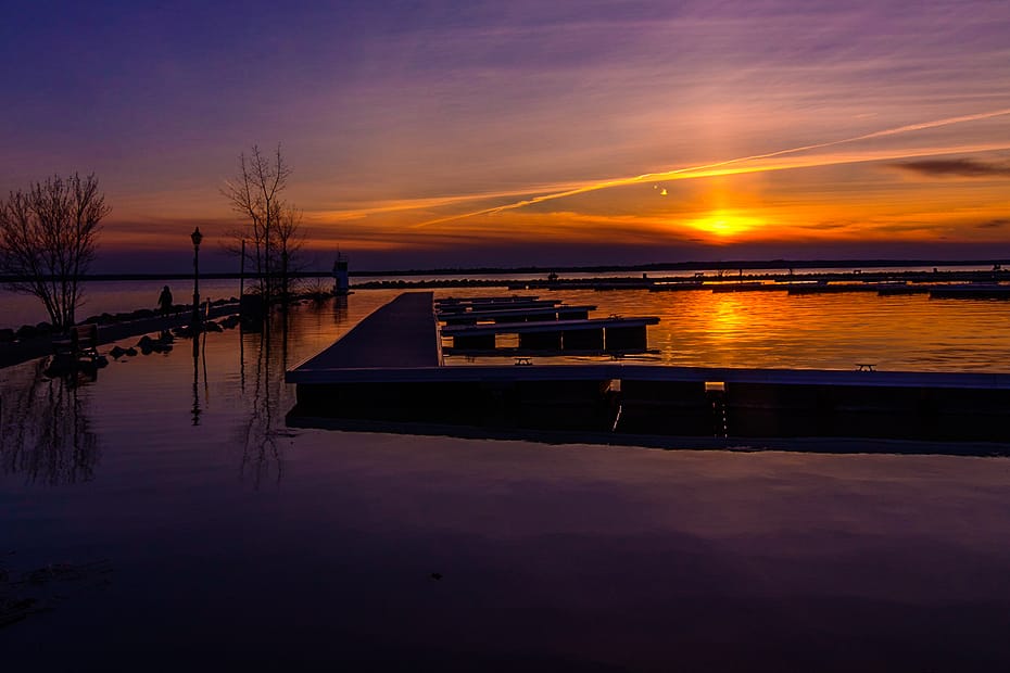 sunsetting on the docks